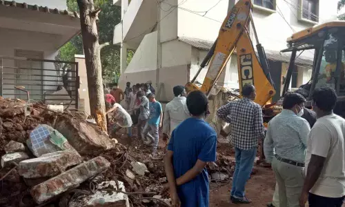 A part of Sabbam Haris residence demolished