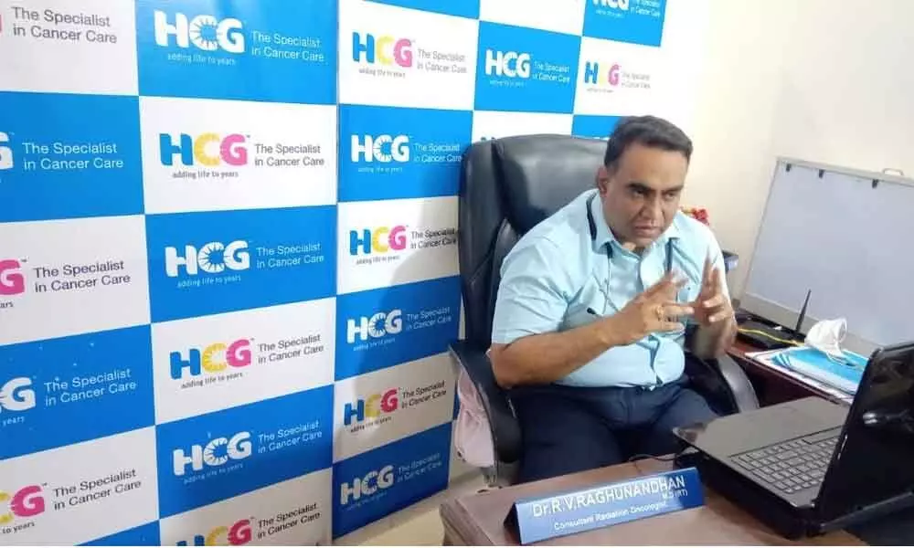 RV Raghunandan, radiation oncologist at HCG MNR Cancer Hospital, explaining about breast cancer