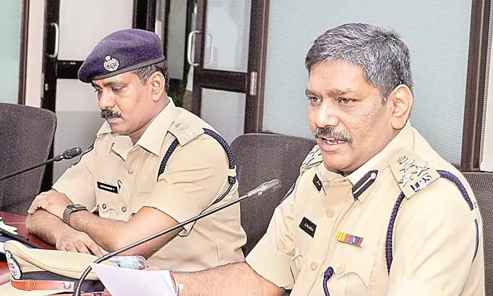 DIG G Pala Raju addressing a press conference  state police office in Mangalagiri on Tuesday