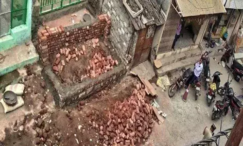 Toilet construction by GHMC at graveyard gate sparks row