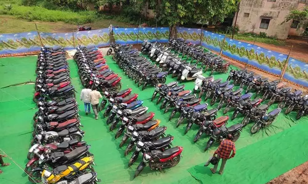 The bikes recovered by the police from the arrested gang of thieves