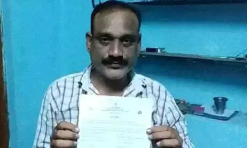 Ravi Kumar showing the property documents in a selfie video. (Right) Shaik Haseena