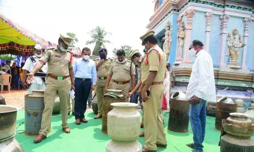 Krishna District Superintendent of Police M Ravindranath Babu, ASP Vakul Jindal and other officials visited Gilakaladindi village on Friday