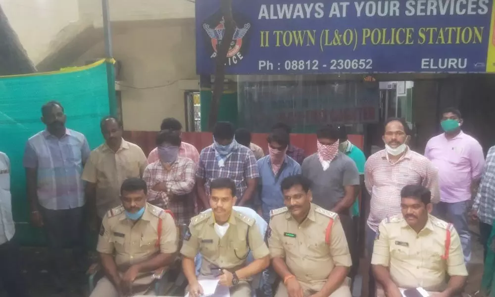 Police producing some of the accused in cricket betting in Eluru
