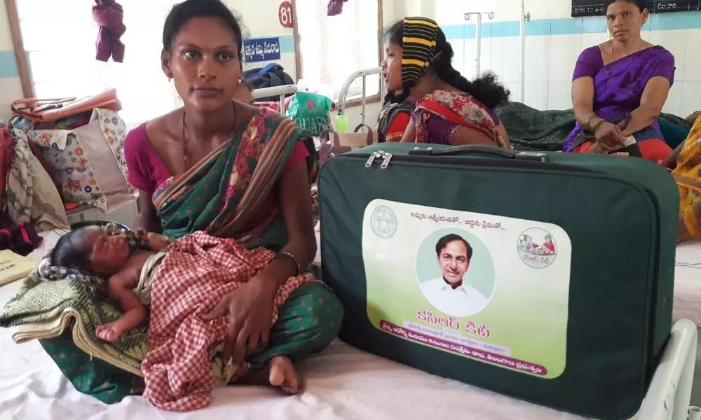 A delivered woman with KCR Kit in government hospital in Bhadrachalam (File photo)