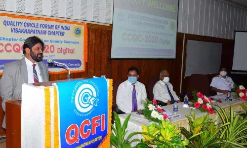 RINL Director (Operations) A K Saxena delivering inaugural speech in Visakhapatnam on Monday