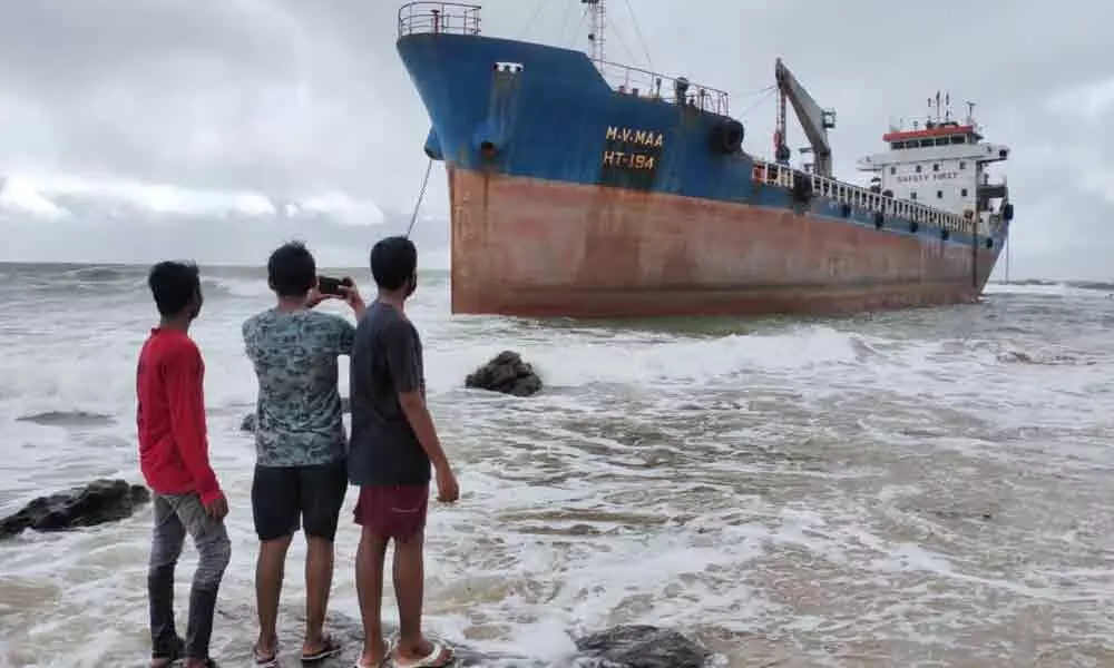 Bangladeshs vessel drifts ashore at Visakhapatnam port amid heavy winds