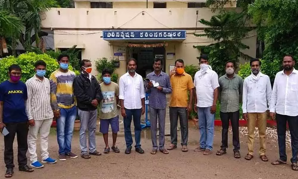 The arrested BJP leaders in Karimnagar on Tuesday