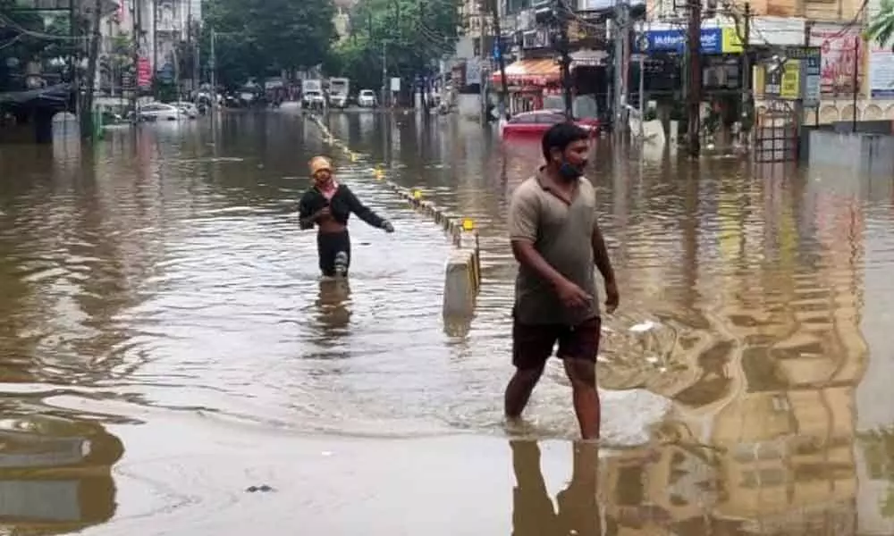 Rainwater recedes at many places in Hyderabad
