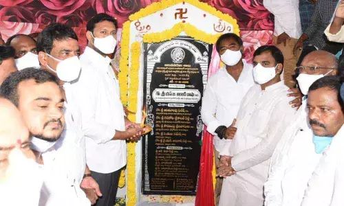 Deputy Chief Minister Amzath Basha laying foundation stone for Buggavanka beautification works in Kadapa