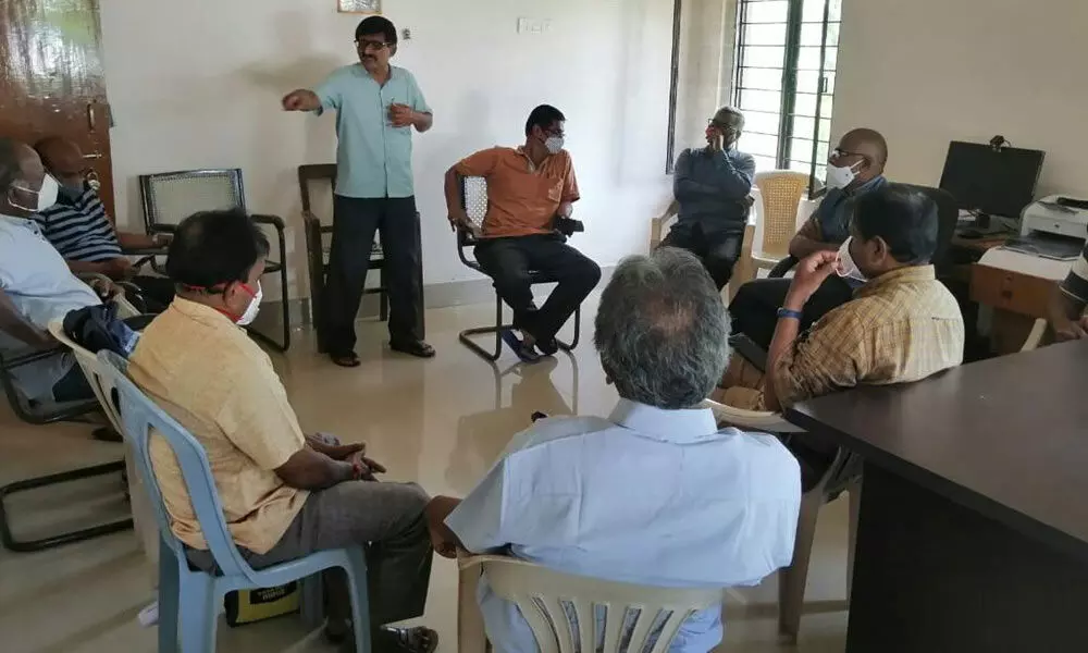 PR engineers JAC conducting a meeting to discuss future course of action in Srikakulam on Sunday