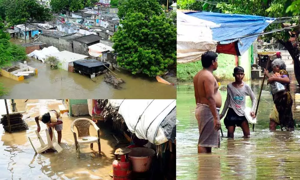 Krishna flood plays hide and seek with riverbed dwellers   Photos: Y Vinay Kumar