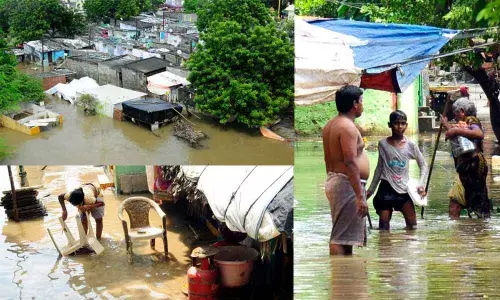 Krishna flood plays hide and seek with riverbed dwellers   Photos: Y Vinay Kumar