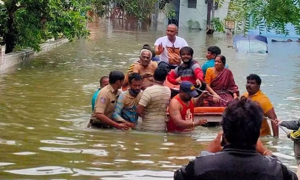 Flood victims in Hyderabad