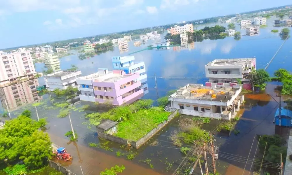 Submerged buildings in Kakinada rural (File picture)