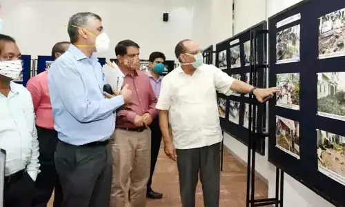 Telangana chief secretary Somesh Kumar explaining the flood damage in Hyderabad