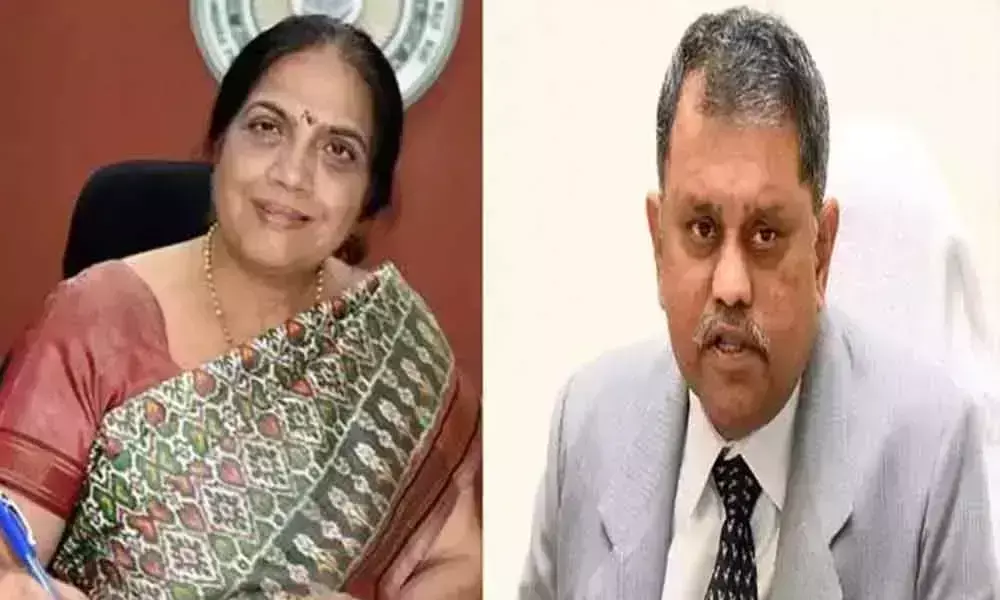 AP CS Nilam Sawhney meets SEC N Ramesh to brief govts opinion on local body elections