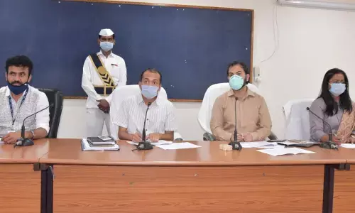 District Collector Prashanth Jeevan Patil speaking at a meeting at the Collectorate in Nalgonda on Thursday
