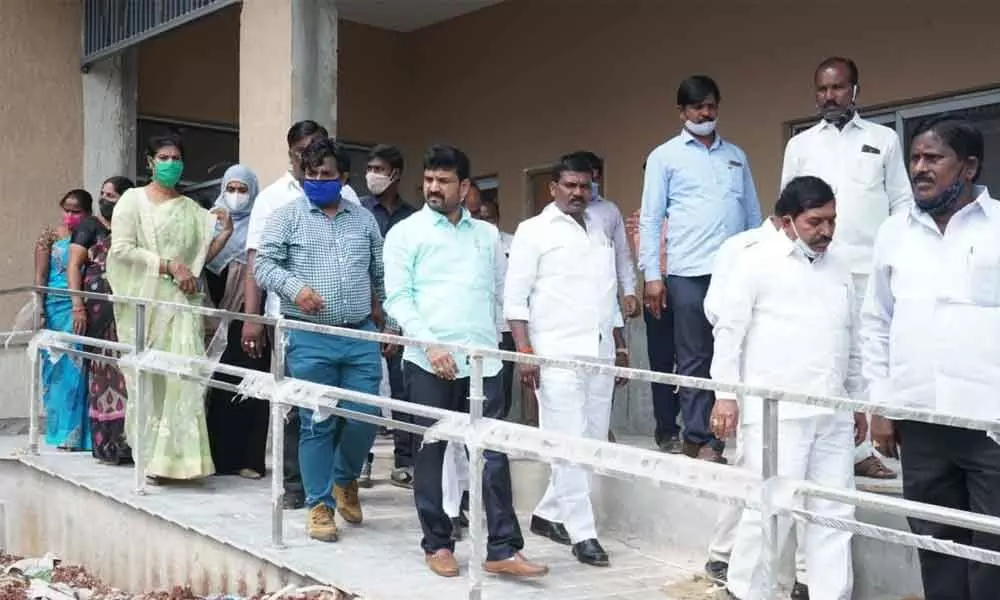 MLA Methuku Anand inspects construction works