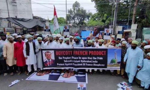 Protests in city over French President remarks