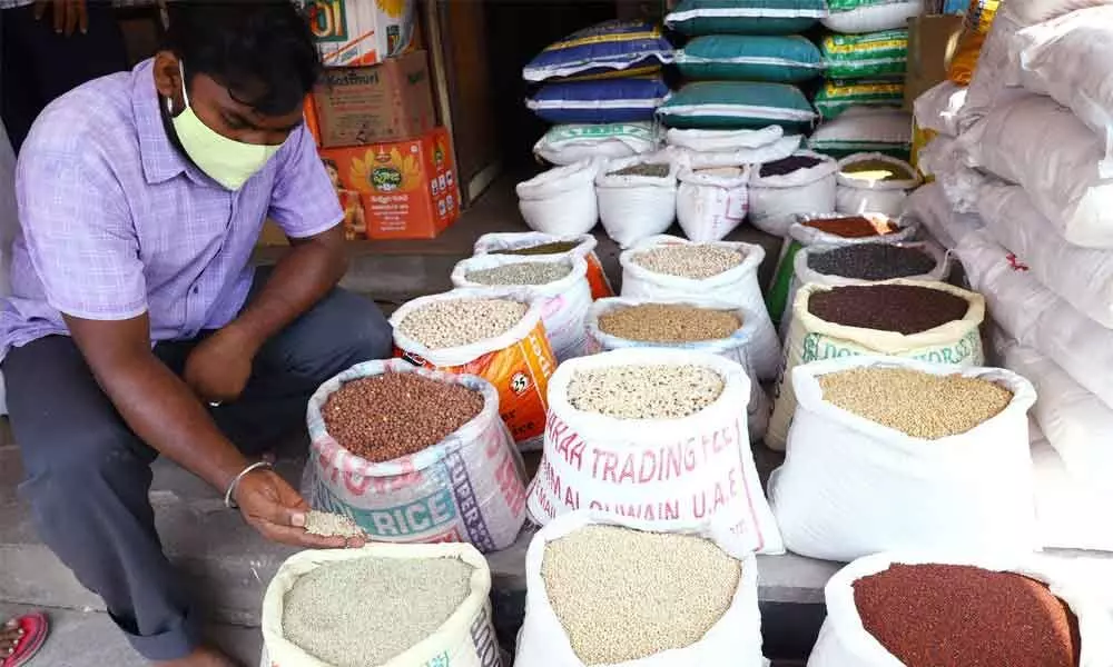 Groceries at a wholesale shop in Turupati