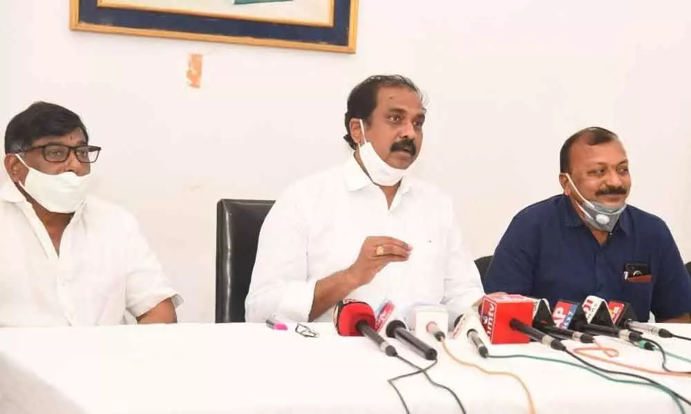 Agriculture Minister Kurasala Kannababu at a press conference in Visakhapatnam on Sunday