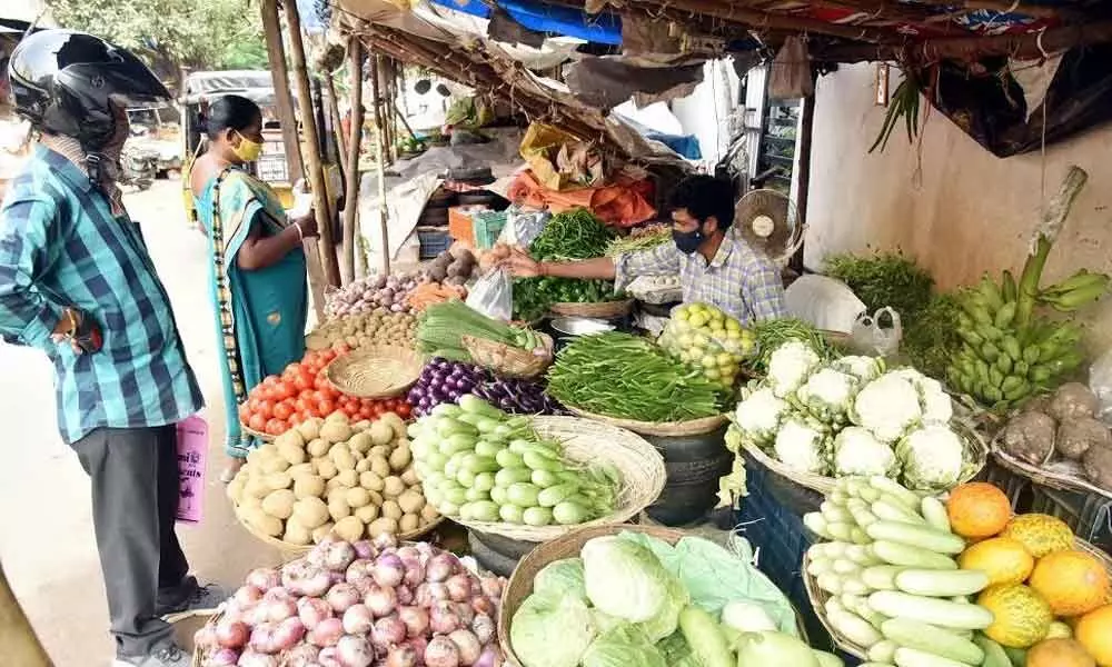 Vegetables on sale at Seethampeta in Visakhapatnam 	-Photo: A Pydiraju