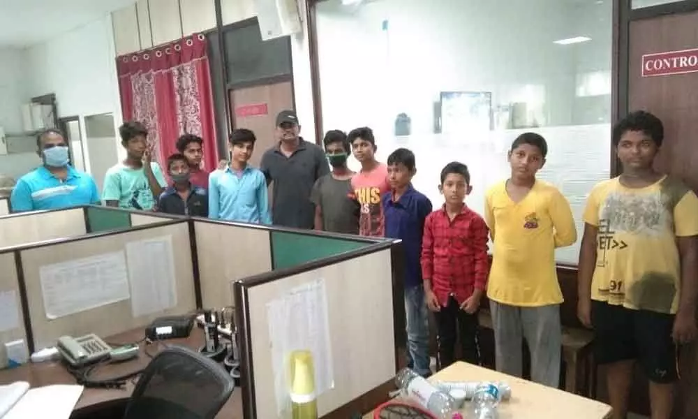 Rescued children in Operation Muskaan in Guntur urban police station limits on Tuesday