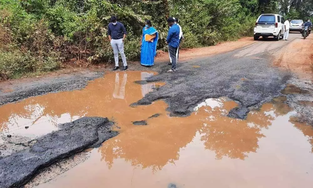 Inspecting Gangavaram-Kothapalli road