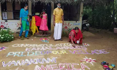 Kamala Harris in Painganadu a neighbouring village of Thulasendrapuram