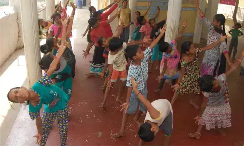 File picture of physical exercise conducted at an Anganwadi centre as part of pre-school training programme