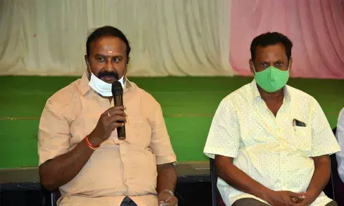 TDP State general secretary Ganni Krishna speaking to the the media in Rajamahendravaram on Monday