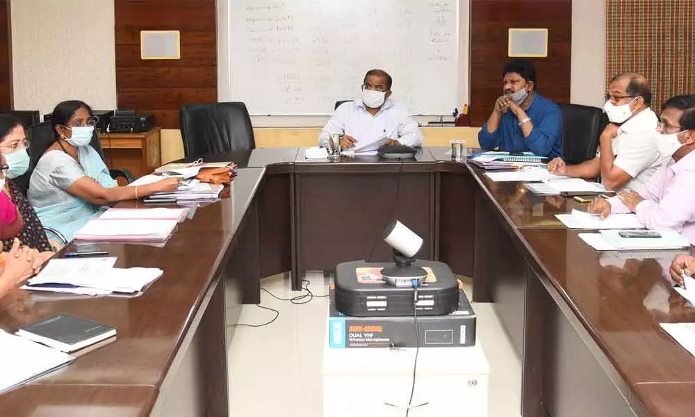 Krishna District Collector Md Imtiaz convening meeting with officials on Thursday