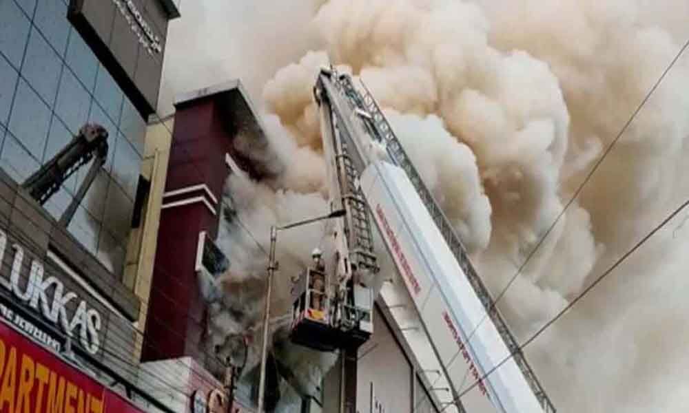 Hyderabad Fire breaks out at hardware shop in Kukatpally