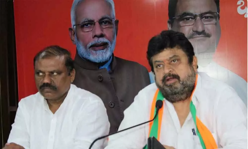 BJP MLC N Ramchander Rao addressing the media in Hyderabad on Sunday