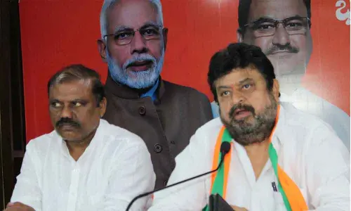 BJP MLC N Ramchander Rao addressing the media in Hyderabad on Sunday