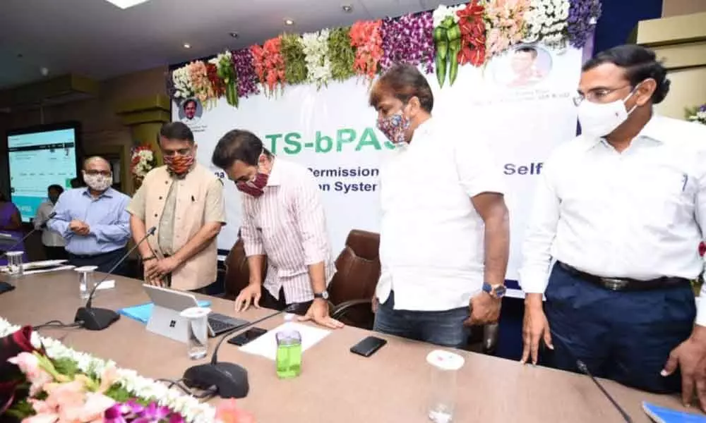 KT Rama Rao on Monday launched TS-bPASS website for issuing building and layout permissions at Marri Channa Reddy human resources development institute of Telangana in Hyderabad.
