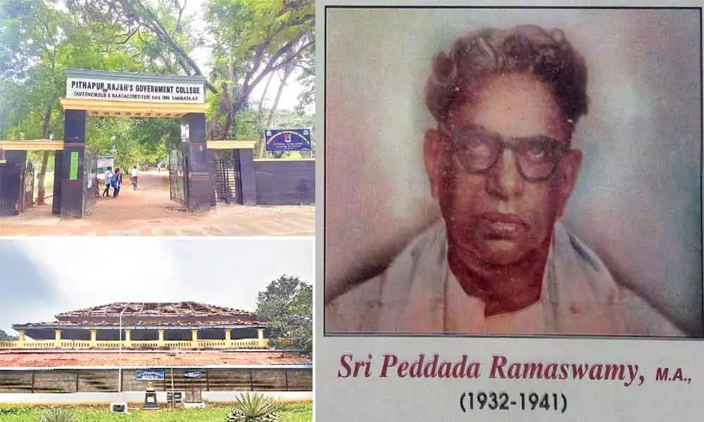 Pithapur Rajah’s Government College in Kakinada; Peddada Ramaswamy, Principal of PR Government College, Kakinada from October 1932 toJuly 1941