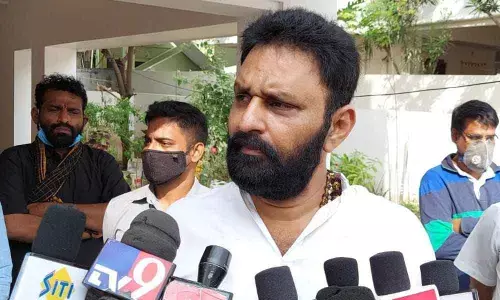 Minister Kodali Nani speaking to the media in Gudivada on Wednesday