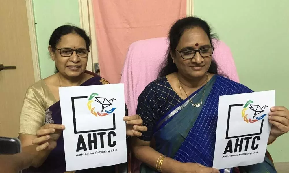 Vasireddy Padma, chairperson of Andhra Pradesh Mahila Commission inaugurating the Anti Human Trafficking Club