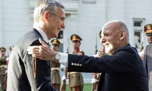 NATO chief, Ghani discuss troops level adjustment