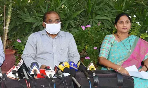 Krishna district Collector Md Imtiaz addressing press conference in Vijayawada on Thursday