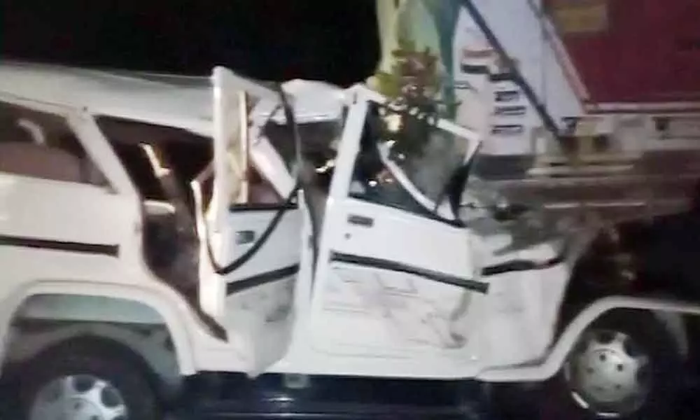 Fourteen people, including six children, were killed when the SUV they were travelling in crashed into a stationary truck near Manikpur in Uttar Pradesh.