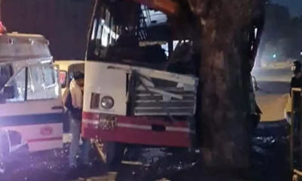 UP roadways bus collided with a tree in Delhi, 20 injured