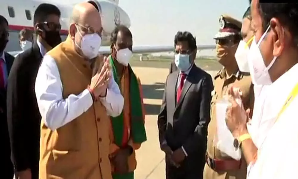 Home Minister Amit Shah arrives in Chennai