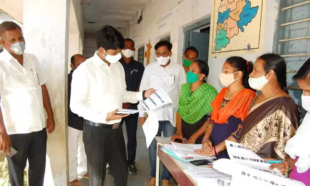 District Collector C Narayana Reddy inspecting special voter registration centres at Chaitanya Public School in Nizamabad on Saturday