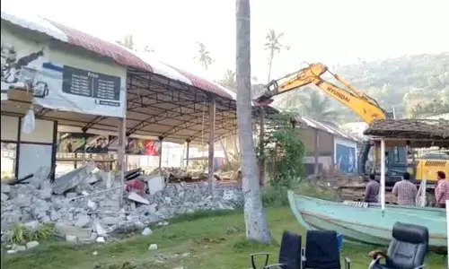 Authorities concerned demolishing the Go Karting centre in Visakhapatnam on Saturday