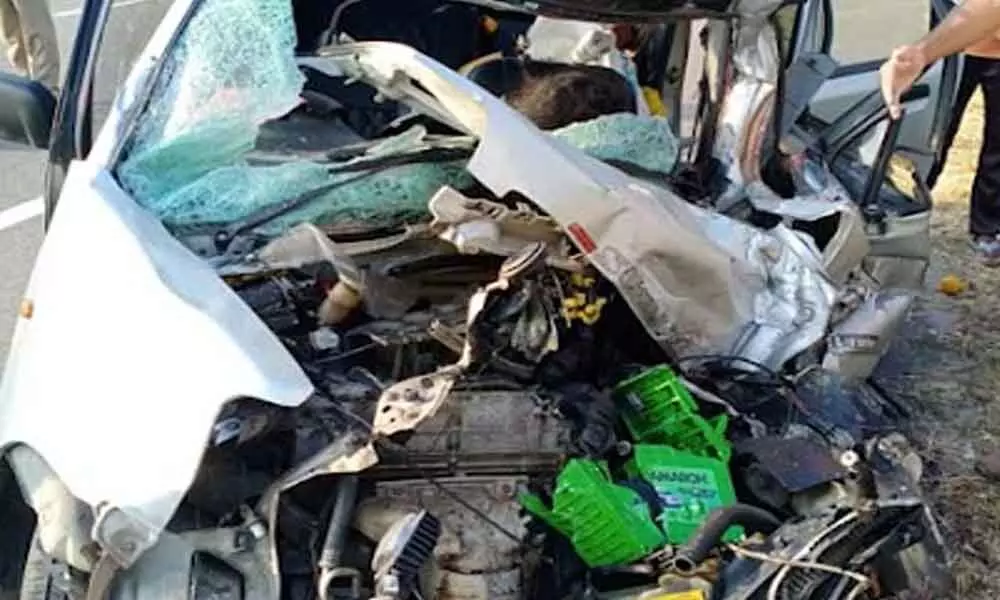 A woman and her 11-month-old daughter died in the road accident after a car collides with another vehicle near Koheda on Outer Ring Road (ORR) on Sunday morning.
