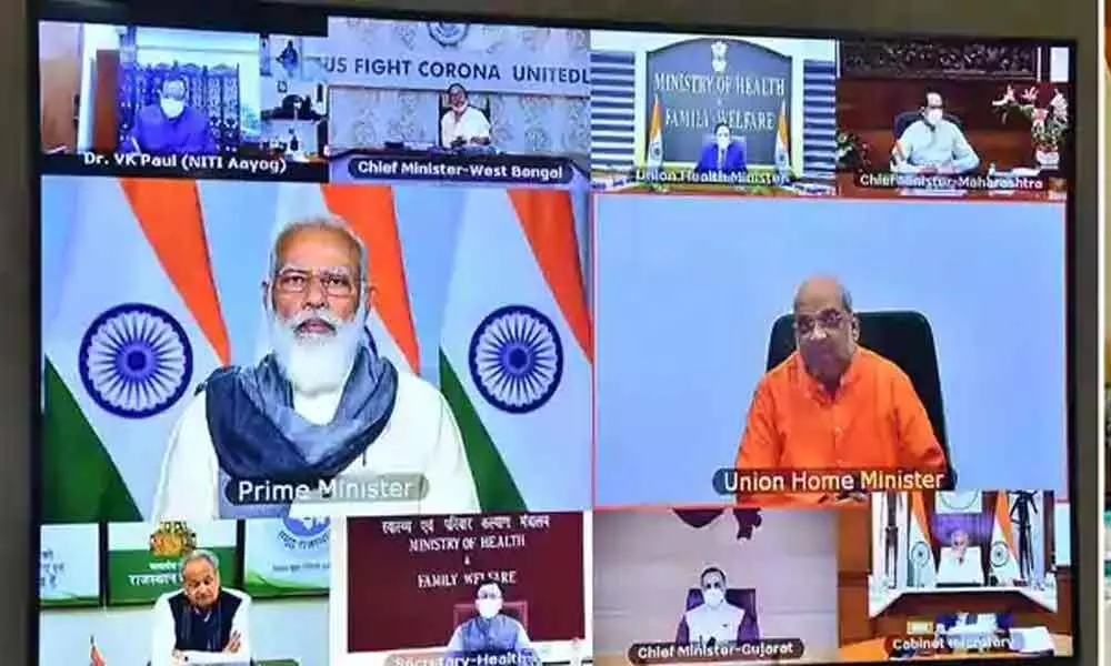 Prime Minister Narendra Modi virtual meeting with chief ministers over the pandemic situation