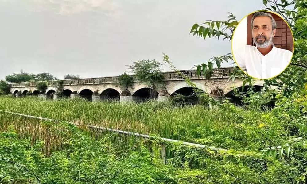 The restored Rachapalle Bridge. (Inset) Anil Kumar Reddy.